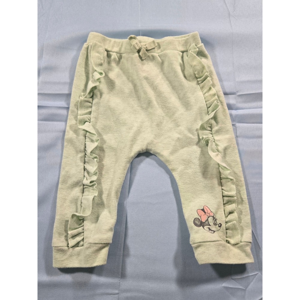 Disney Baby Minnie Mouse Ruffle Joggers Mint Green Pants 3-6 Months